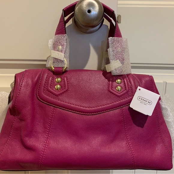 Coach Satchel Purse with removable shoulder strap. NWT 12x6x4-1/2 Magenta - Picture 2 of 14